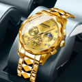 Bimpon's new series of multifunctional quartz watches versatile trend watches six-hand chronograph casual men's tungsten steel color. 