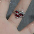 Irregular Red Crystal Glass Heart Aesthetic Rings For Women Y2K Gothic Animal Spider Ring Creative Grunge Jewelry Accessories. 