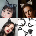 Lady Cat Ear Headwear Girl Black Cat Ear Hairband Cosplay Cat Ears Hairband Black Cat Ear Hair Accessories Lace Cat Ear Headband. 