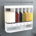Wall-Mounted Cereal Dispenser Dry Food Dispenser Rice Container Divided Storage. 