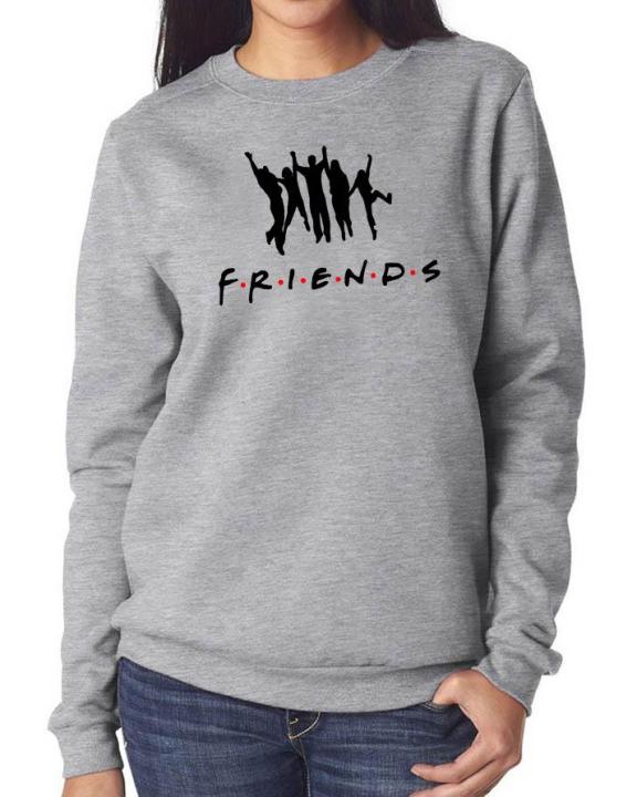 Friends Casual Cotton Excellent Fabric Printed Grey Ribbed Tshirt