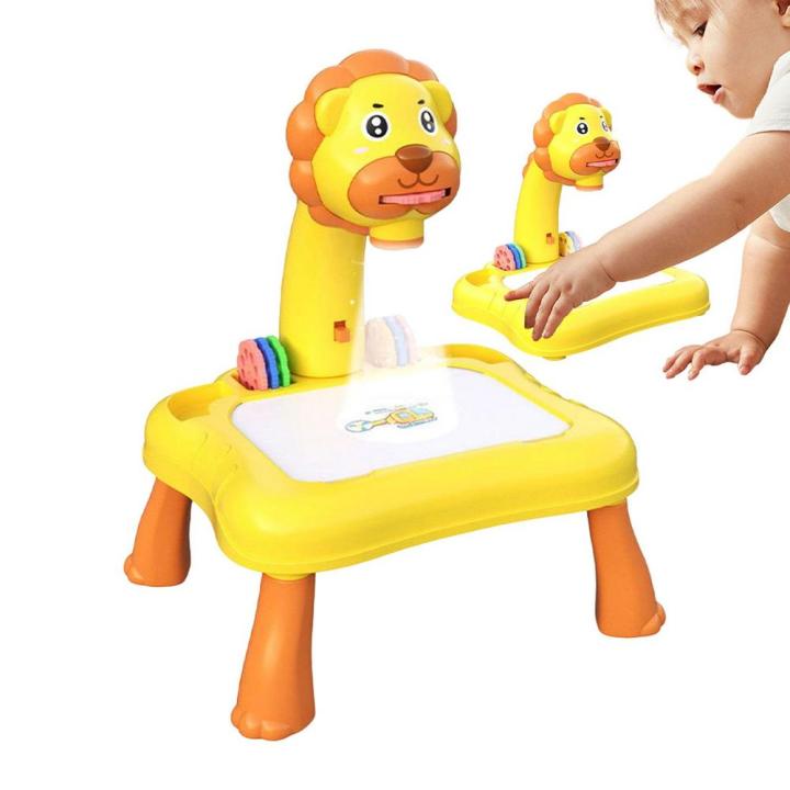 Kids Projector Drawing Toy Lion Shape Children Projection Drawing Graffiti Board With Projector Child Trace Draw Projector