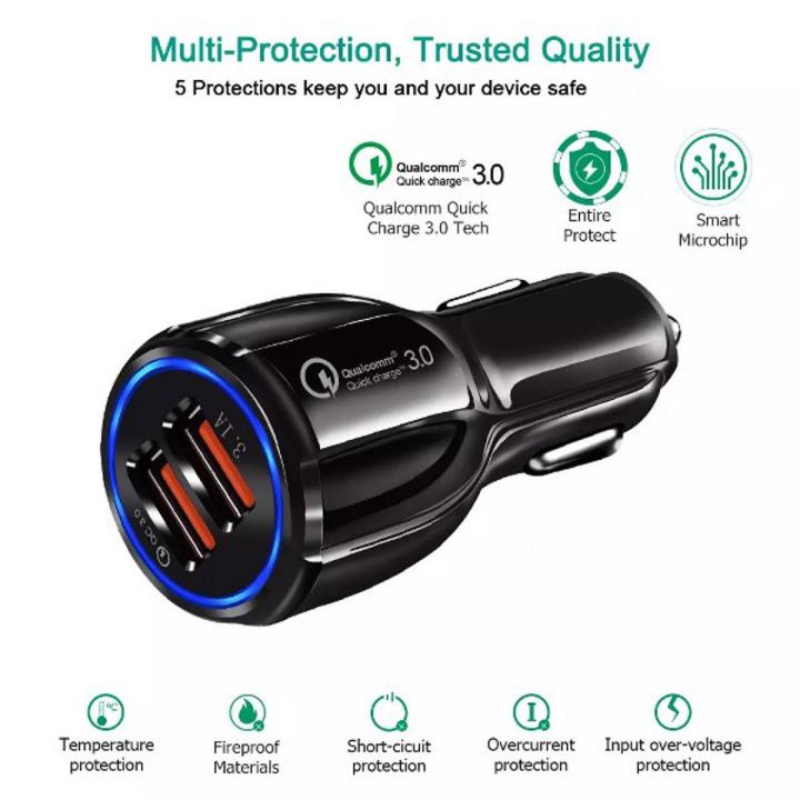 Car USB Charger Quick Charge 3.0 QC 3.0 2.0 Fast Charging Adapter Dual USB Car-Charger For All Mobiles Black