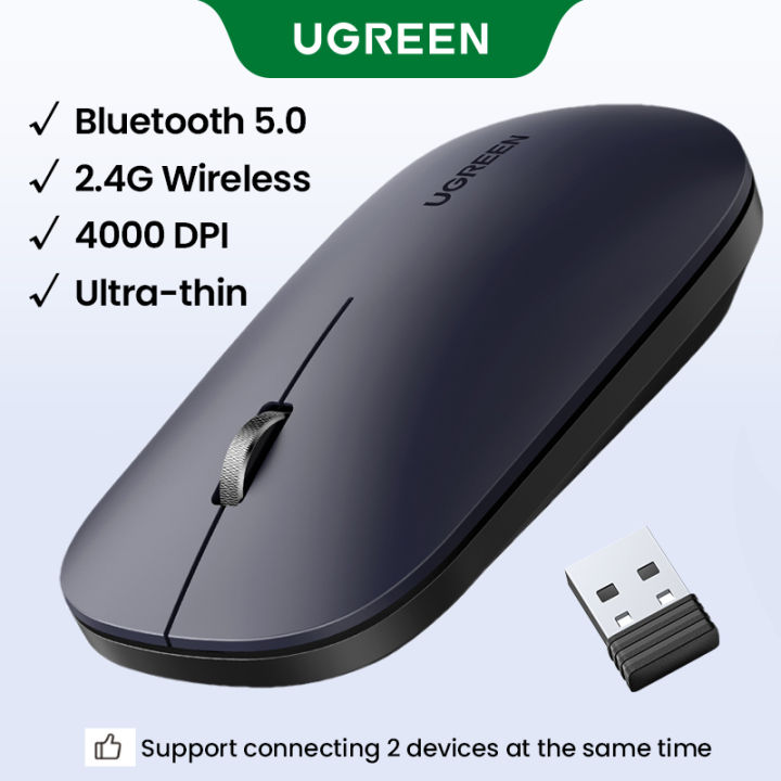 [New Arrival] UGREEN Mouse Bluetooth 5.0 Wireless Mouse 4000DPI Silent Click 2M ode Mute Mice For MacBook PC Tablet Laptop Mouse