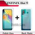 Infinix Hot 9 Tempered Glass Screen Protector Polish Glass + Back Matte Protector Soft Skin Sheet Soft Film Protector For Infinix Hot 9. 