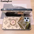 CasingLee For OPPO F15 case Navigation Magnetic Ring Holder Luxury Diamond clover Mirror Back Cover OPPO F15 Phone cases cover Luxury with Lanyard For girls and Boys. 