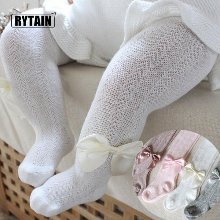 Bows Baby Girl Tights Summer Mesh Soft Cotton Infant Pantyhose Breathable Solid Color Toddler Stockings Baby Girl Legging