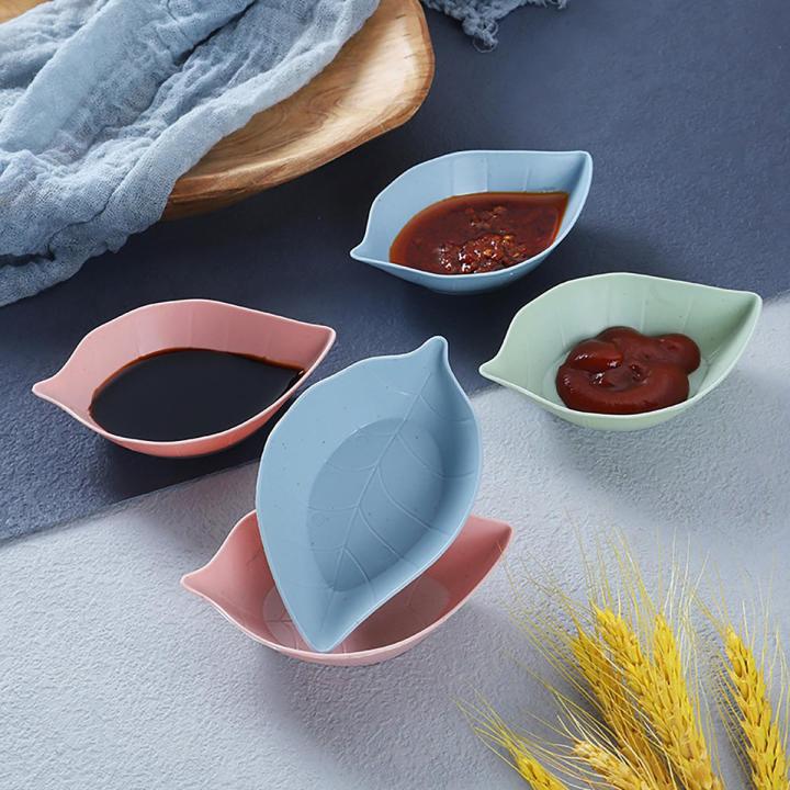 Childrenworld Dipping Sauce Bowl Leaves Shape Mini Plastic Side Seasoning Dish