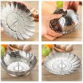 Stainless Steel Foldable Strainer/Steamer/Basket, Folding Dish Steam Stainless Steel Food Steamer Basket Mesh Vegetable Cooker Steamer Expandable Pan. 