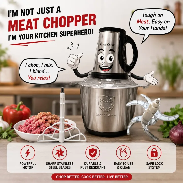 Silver%20Crest%203L%20Stainless%20Steel%20Electric%20Meat%20Chopper%20with%20Powerful%201500W%20Copper%20Motor%20and%206%20Cutting%20Blades%20-%20New%20-%20Image%202
