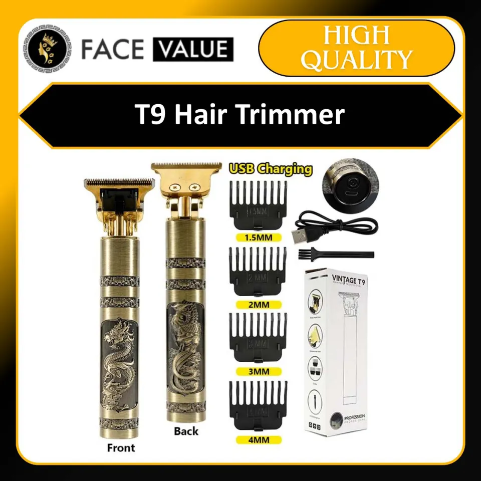 Face Value T9 Trimmer For Men Hair Zero Gapped Clipper Professional Cordless Haircut Electric Usb Charging Beard Trimmer For Men Wireless Rechargeable Personal Hair Men Grooming Beard Liner, Gold