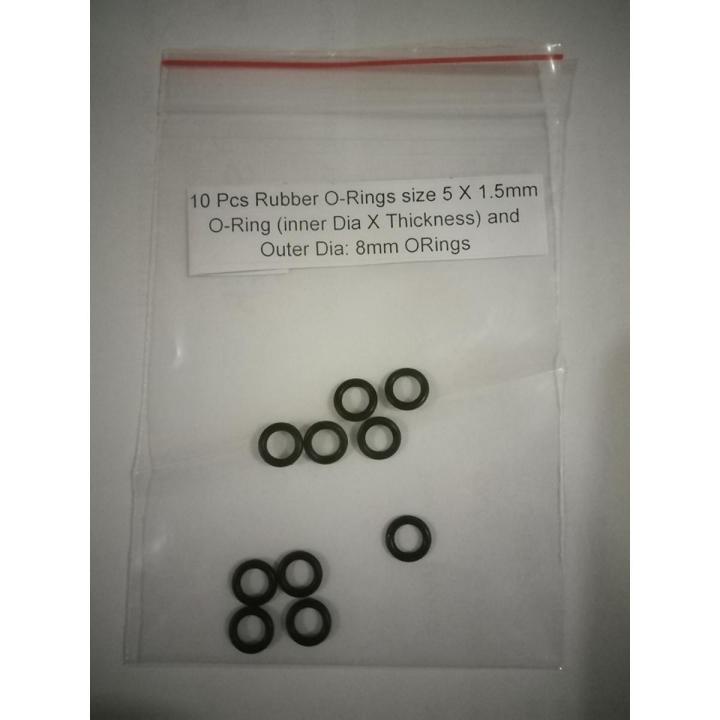 10 Pcs Rubber O-Rings size 5 X 1.5mm O-Ring (inner Dia X Thickness) and Outer Dia: 8mm ORings 5X1.5
