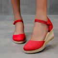 Sandals Ladies Straw Hemp Rope Sandals Retro Linen Canvas Wedge Round Toe Casual Singles Shoe Elegant Closed Toe Sandal. 