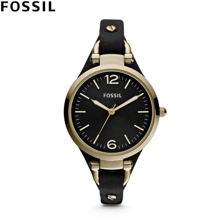 Fossil Georgia Black Leather Watch for Women- ES3148