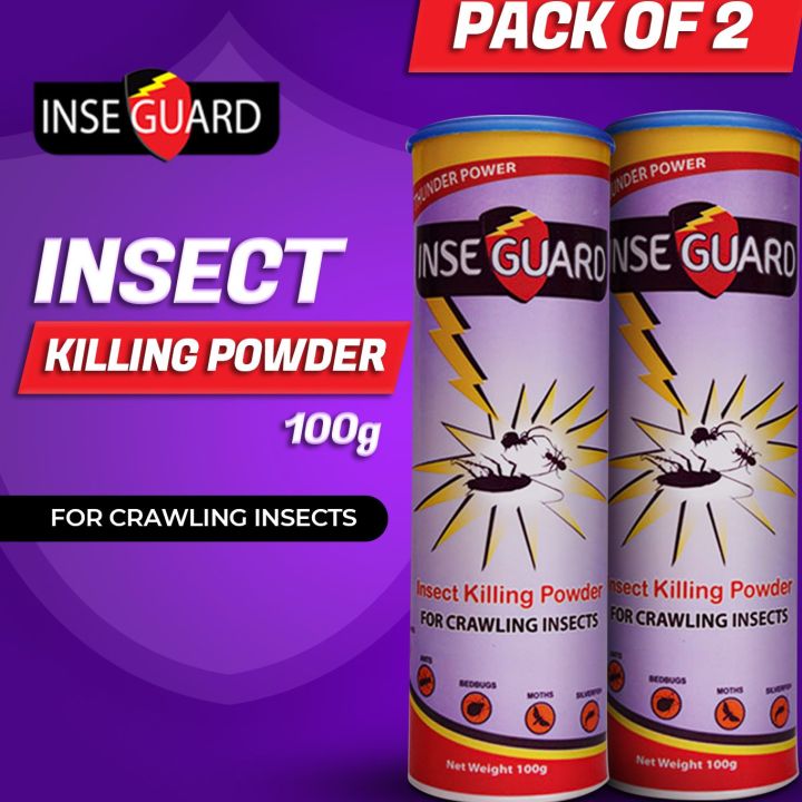 Pack of 2 Insect killer Powder - Cockroaches powder - Crawling Insect Killer - Ants killing powder - Multi Insect Killer - Instant Cockroach killer - Pest Control Insect - Roach Killing powder - Flies killer  Inseguard Insect Killing Powder 100 Gm