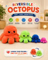 Reversible Octopus Plush Toy | Flip Mood Soft Stuffed Animal | Cute Double-Sided Emotion Plush | Random Color | Small Medium Large Jumbo. 
