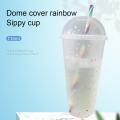 Straw Cup With Lid Color Change Coffee Cup Reusable Plastic Tumbler Drinks Mug Kitchen Dining Bar Drinkware. 