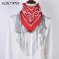ECHIDNA Sequins Scarf Washable Sparkling Sequins Scarf Fringed Bandana. 