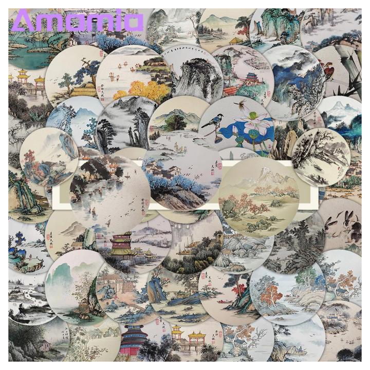 Fun Vibrant Art Stickers 60pcs Aesthetic Landscape Painting Stickers for Scrapbooking Laptops Bottles Creative Art Decals for Southeast Asian Buyers