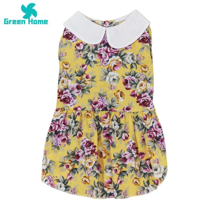 Green Home Cat Dress Friendly to Skin Cat Dress Summer Outfits Dog Clothes