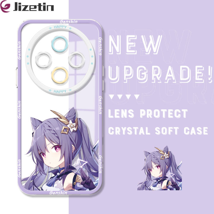 Jizetin for Redmi 14C Back Cover Crystal Transparent Genshin Impact For Girls Soft Full Camera Cover Protection Phone Cases