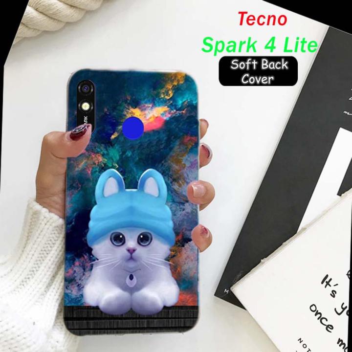 Tecno Spark 4 Lite Pouch Cover - Cat Soft Cover Case