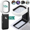 Magnifying Glass with Light, 25X 10X Rechargeable Handheld and Standing Magnifier for Reading, Inspection, Jewelry. 