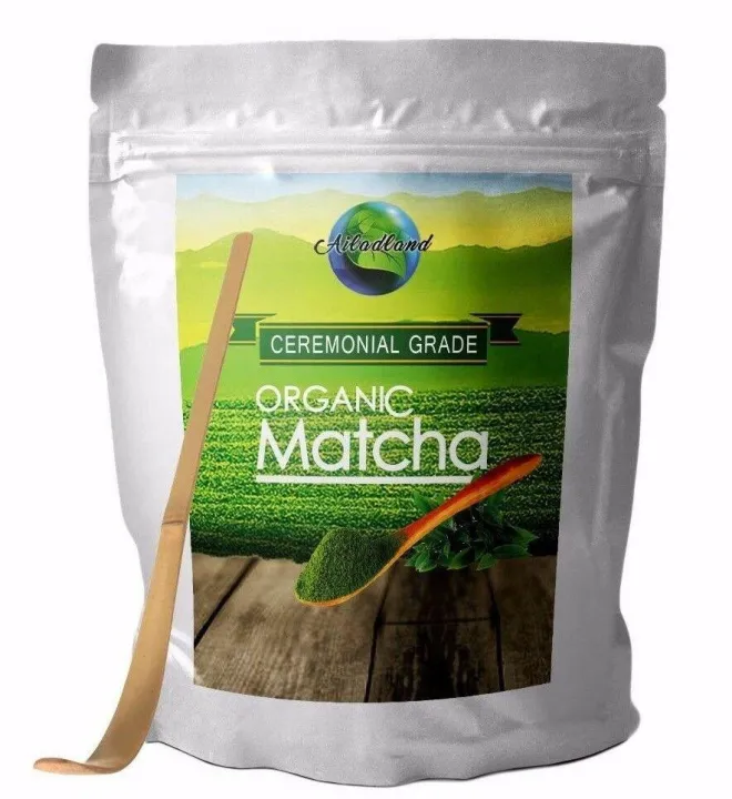 Ceremonial Grade Matcha Green Tea Powder Organic Certified and Scoop ...