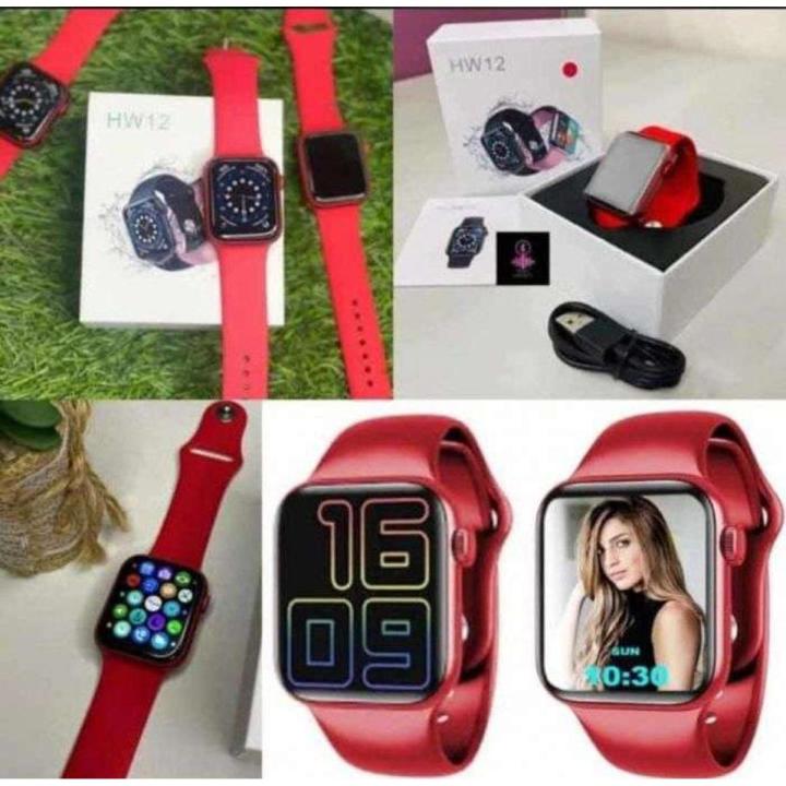 Original HW12 Smart Watch 38-40mm Full Screen With Rotating Key Heart Rate Monitor Fitness Tracker BT Make Calls (Red)