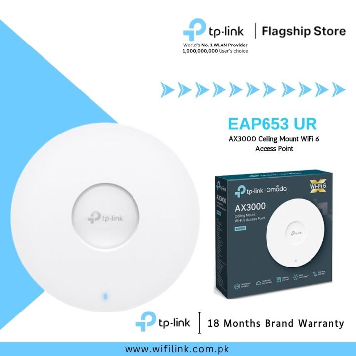 TP-Link Access Point EAP653 UR AX3000 Ceiling Mount WiFi 6 Access Point- 18 Months Brand Warranty