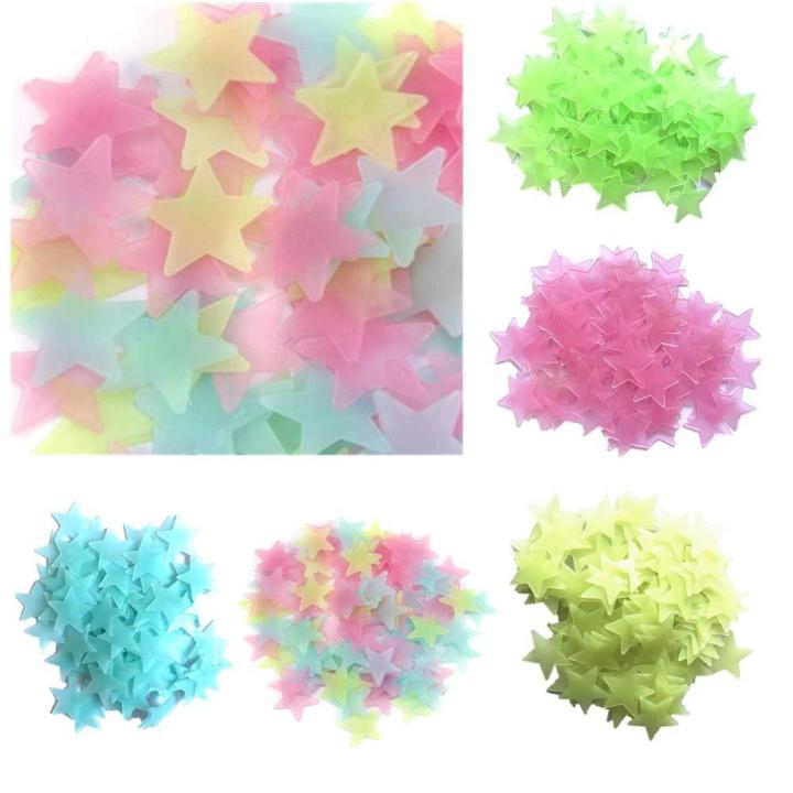 100PC Kids Bedroom Fluorescent Glow In The Dark Stars Glow Wall Stickers Stars Luminous luminous glow sticker