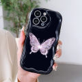 BILI for Redmi Note 13 4G Back Cover Glowing Butterfly Pattern Cream Texture Wavy Soft Silicone Mobile Phone Covers. 
