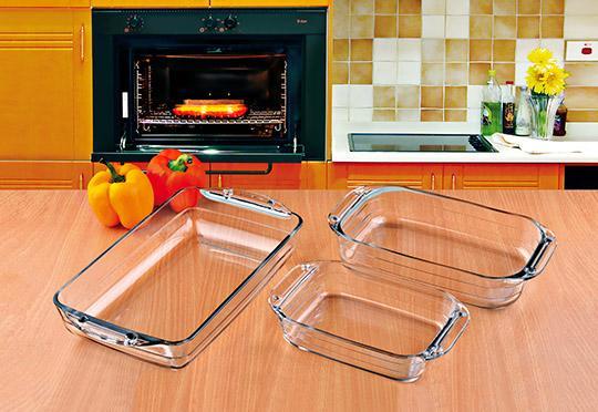 Tanoori Roast Serving Dishes-Set of 3-Transparent Glass