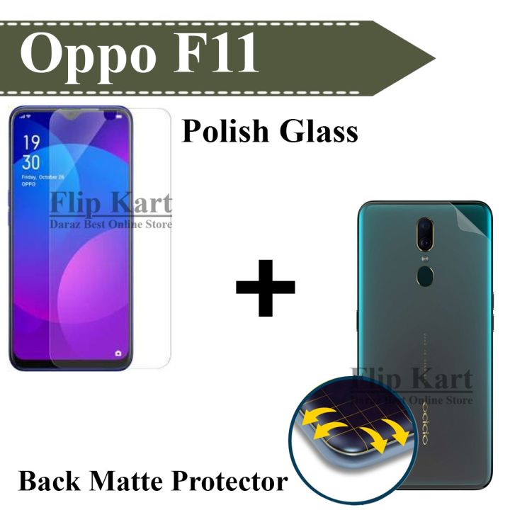 Oppo F11 Tempered Polish Glass + Back Matte Protector For F11