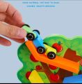Squirrel Taxiway Wooden Car Race Track for children fun and learning Miniature Speeding Cars Ramp Racing Cars Orbital Cars Car Tower Track Zig Zag Race Track Flip Flop Car Educational Toy for Kid. 