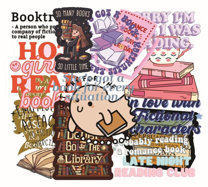 Multiple Books Stickers Of Your Choice Available in Single, Pack of 3, 5, 8. 12, 15 Best Quality Aesthetic Cool Stickers For Books Lovers