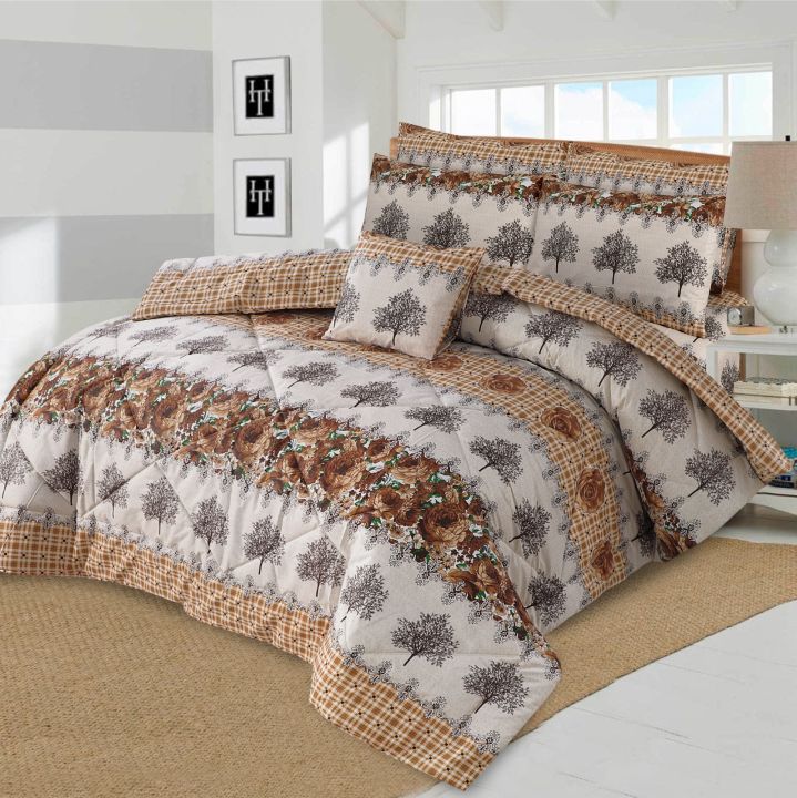 Comforter Set 7pcs King Size Polyester Cotton 76/68 thread by HANIA TEXTILE