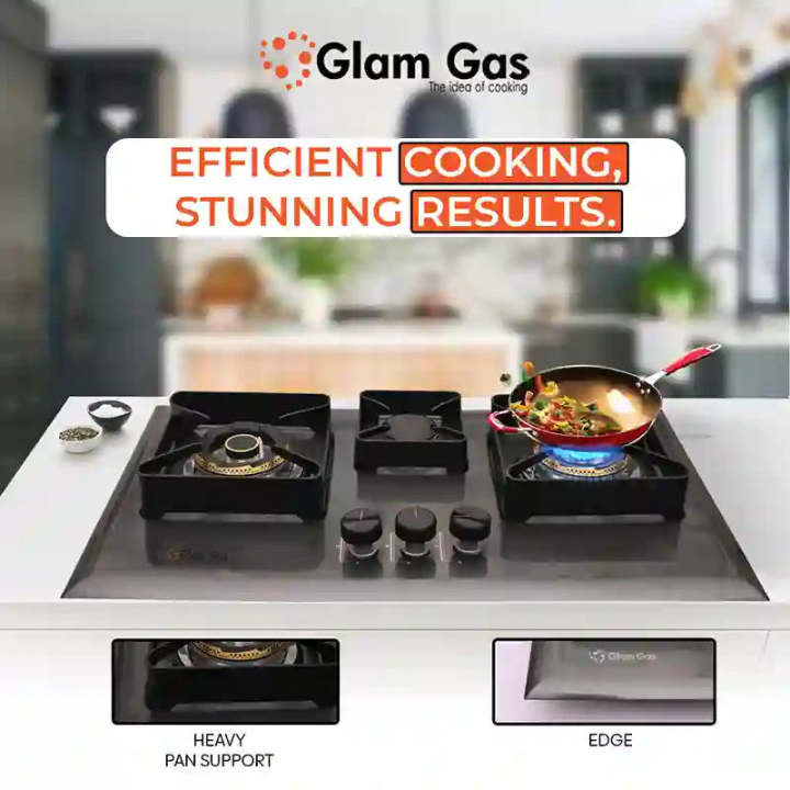 Glam Gas Black Berry Hob | 3 Burner | Gas Stove | Kitchen Gas Stove | Choolah