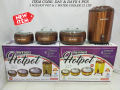 4 Pcs Dynasty Hot Pot Set Stainless Steel Inner Bowl - Glass Lid - Water Cooler 12 Litre. 