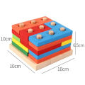 Wooden Geometric Shape Matching 5 Column Blocks Montessori Educational and Learning Toys (16 Pcs & 20Pcs Sets). 