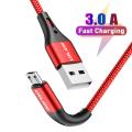 USLION 3m 3A Micro USB Cable For Xiaomi Redmi HTC USB Fast Charge Phone Charging Wire Cable For Samsung Android Phone Charger. 