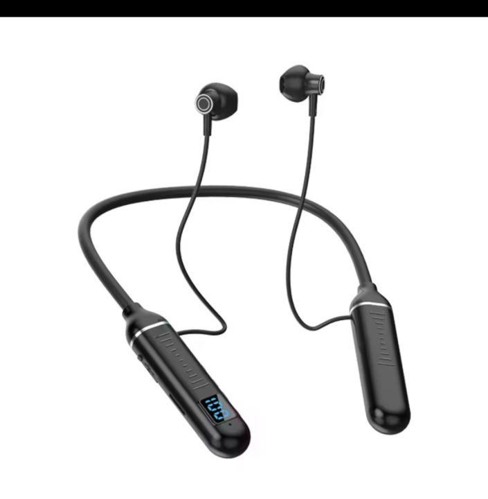 Bluetooth Neckband with LED Display – Wireless Earphones with Mic ...