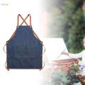 Denim Apron Cross Back Cooking Apron Children Unisex Adult with Large pocket Apron Kids Bib Multifuntional Bibs for Gardening Cafes Bars. 
