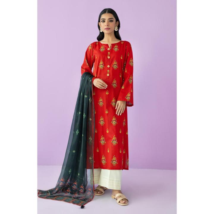 Orient Unstitched 2 Piece Suit For Girls And Women Printed Lawn Shirt And Chiffon Dupatta  - Summer Collection Vol 3