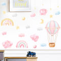 Cartoon Rainbow Cloud Hot Air Balloon wall sticker girl child room Bedroom. 