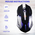 ZT-MOUOW V15 Gaming Mouse with Programmable Buttons - 3200 DPI - 6D RGB Gaming Mice USB Wired Optical Mouse. 