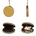 Retro Round Genuine Leather Small Coin Purse Pouch with Wristband Women's Zipper Wallets Female Clutch Money Bag Card Holder. 