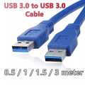 USB 3.0 Extension Cable USB to USB Wire Male To Male Connector USB Type A Radiator Hard Disk Webcam HHD Printer Modem Camera Set Up Box Laptop PC Windows 0.5 Meter. 