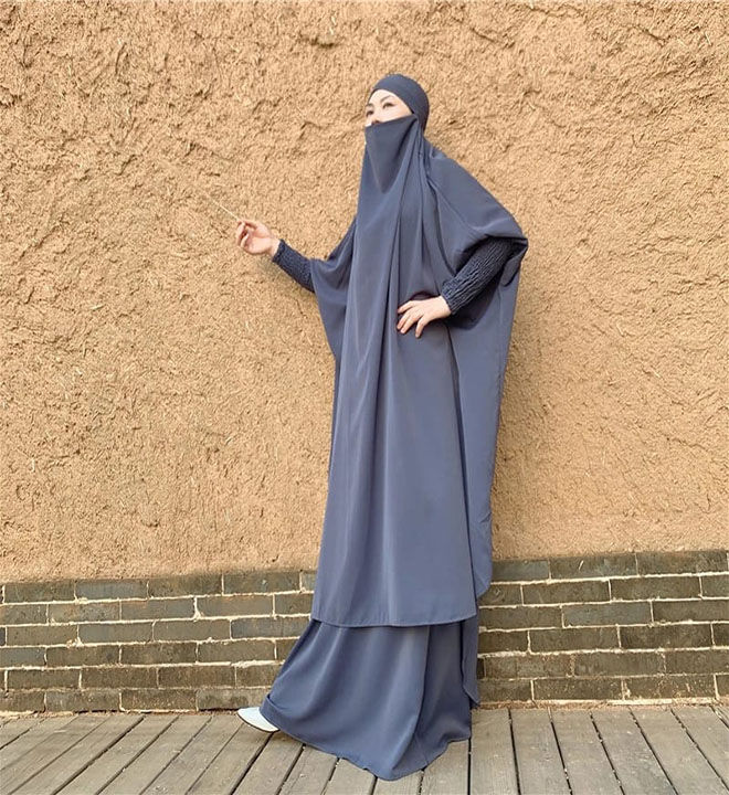 2 Peice Jibab Khimer Abayas Islamic Clothing Robe | Daraz.pk