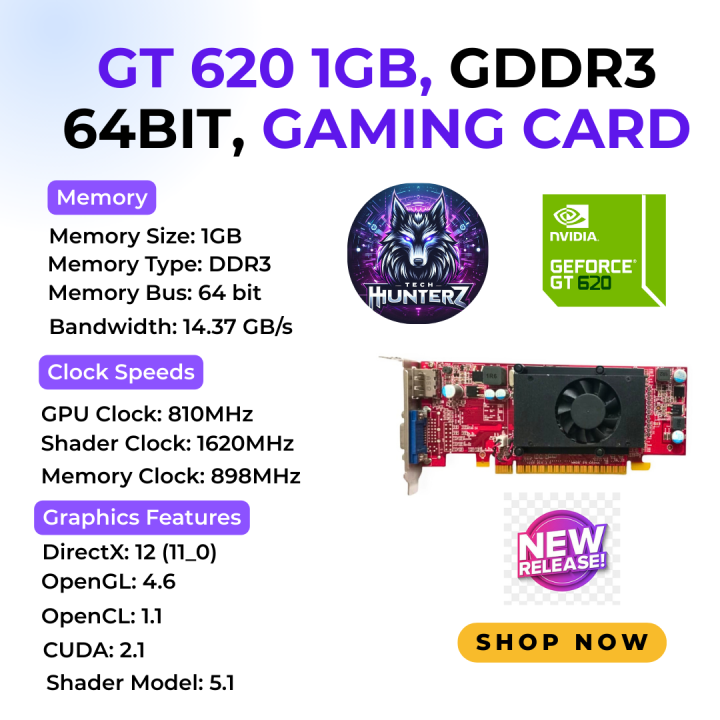NVIDIA GeForce GT 620 1GB DDR3 64-bit Desktop Graphics Card (VGA ...